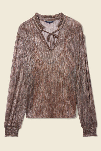 T-shirt manches longues marron cognac femme
