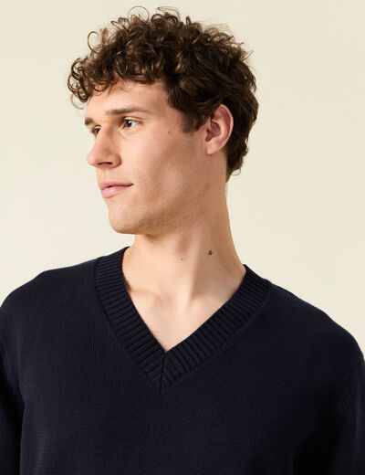 Pull éco-responsable bleu marine homme