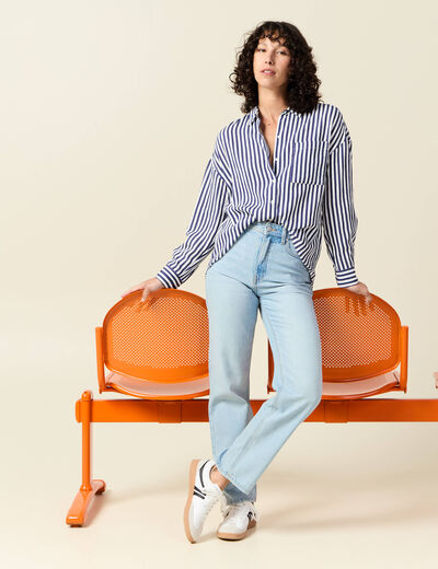 Chemise manches longues bleu ciel femme