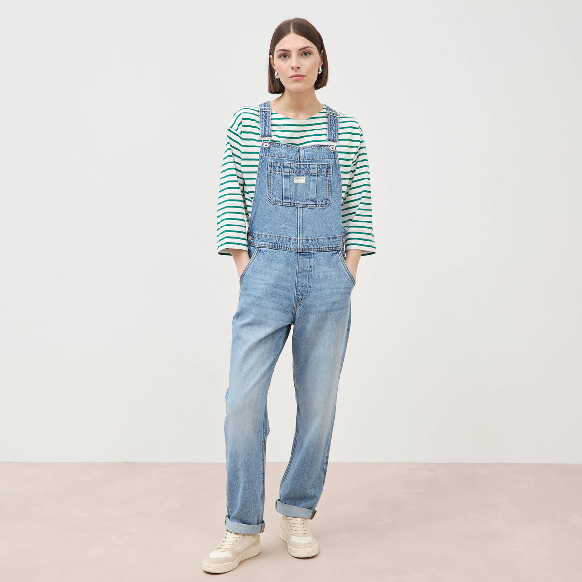 Salopette en jean denim stone femme