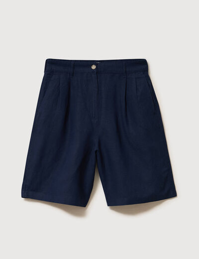 Short taille haute bleu marine femme