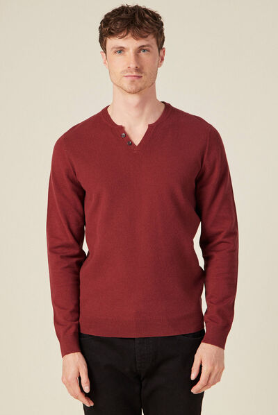 Pull manches longues bordeaux homme