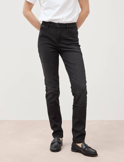 Jeans slim taille haute denim noir femme