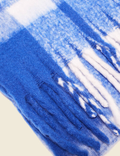 Écharpe à franges bleu femme