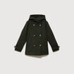 Caban oversize court &agrave; capuche vert olive femme