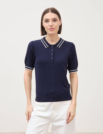 Polo manches courtes bleu marine femme