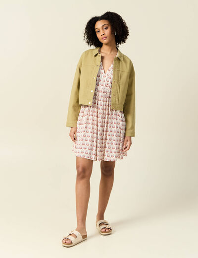 Robe évasée manches 3/4 ivoire femme
