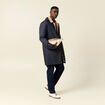 T-shirt en coton manches longues bleu fonc&eacute; homme