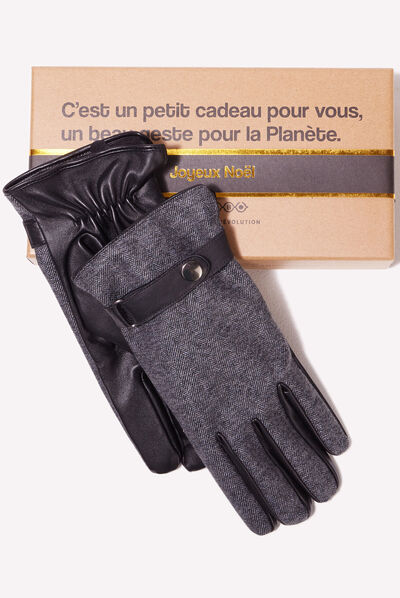 Gants en cuir noir homme