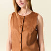 Gilet sans manches doublé camel femme