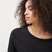Pull col rond manches courtes noir femme
