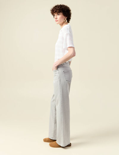 Jeans large taille haute denim gris clair femme