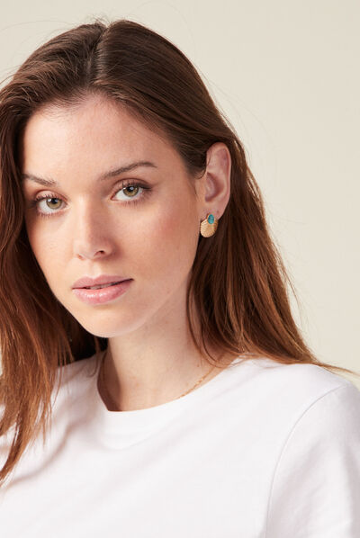 Boucles d'oreilles clous bleu clair femme
