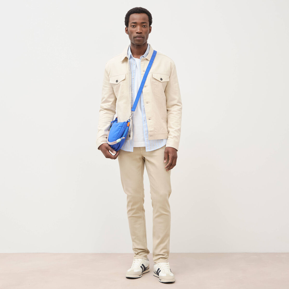 Jeans slim 5 poches denim beige homme