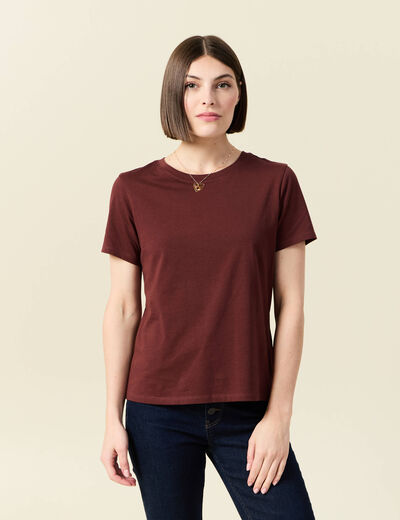 T-shirt manches courtes marron femme