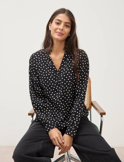 Blouse manches longues noir femme