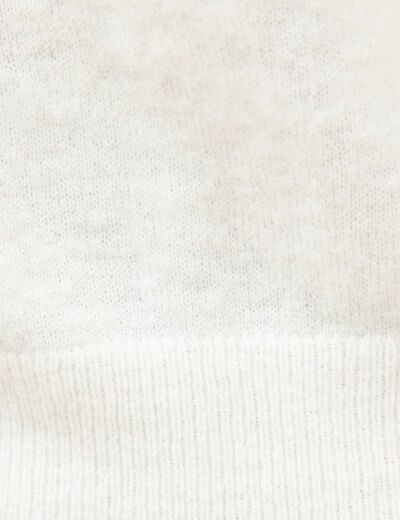 Pull droit col v manches longues ecru femme