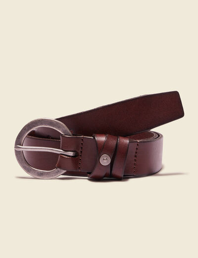 Ceinture en cuir marron foncé femme