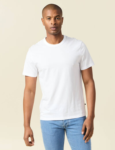T-shirt en coton manches courtes blanc homme