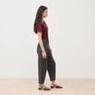 Jeans barrel taille haute 7/8&egrave;me denim gris femme