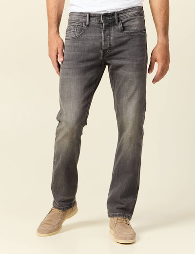 Jeans straight 5 poches denim gris homme