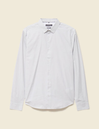Chemise droite courte en coton gris fonc&eacute; homme