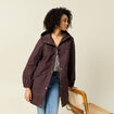 Parka longue à capuche marron foncé femme