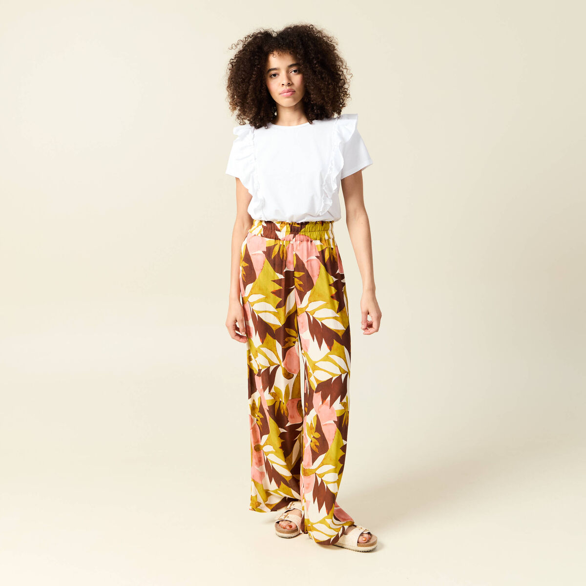 T-shirt en coton manches courtes blanc femme