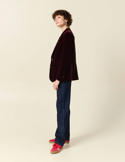 Veste blazer velours bordeaux femme
