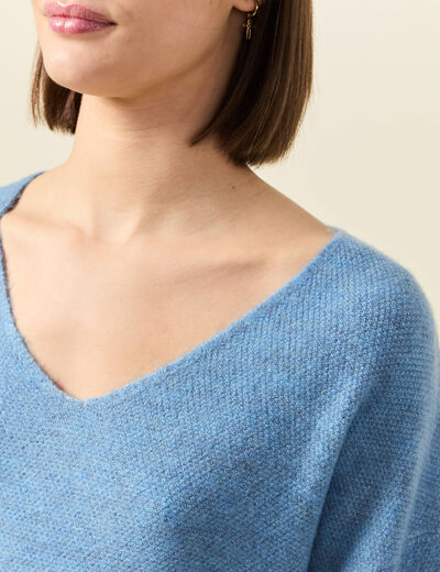 Pull manches longues bleu clair femme
