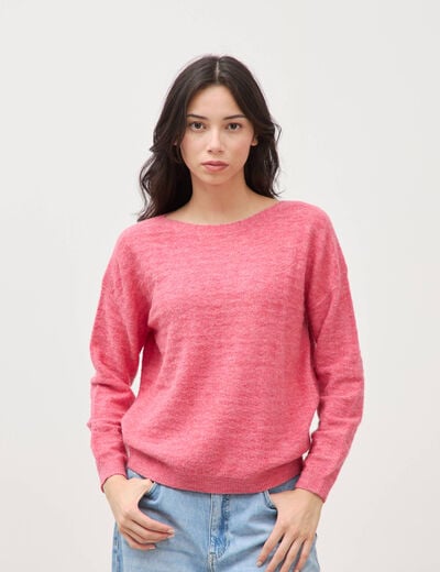 Pull manches longues col bateau vieux rose femme