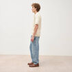 Polo manches courtes col cubain ecru homme