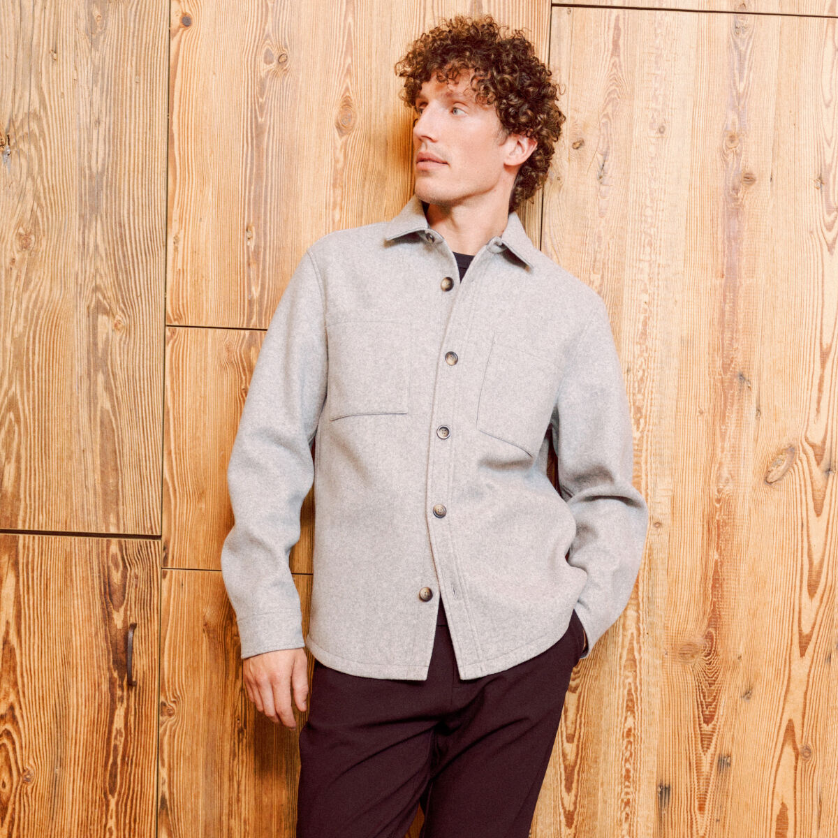 Surchemise boutonnée gris foncé homme