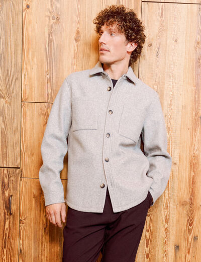 Surchemise boutonnée gris foncé homme