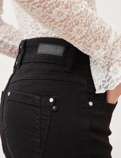 Jeans regular 7/8&egrave;me taille standard denim noir femme