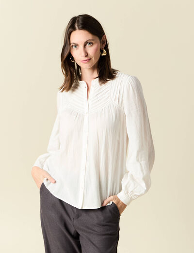 Chemise manches longues ecru femme