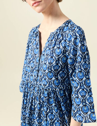Robe longue droite bleu femme