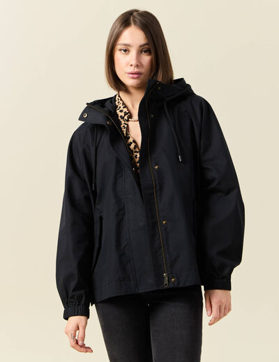 Parka oversize à capuche noir femme