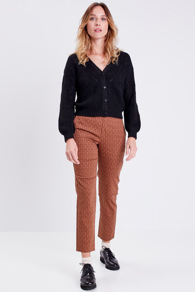 Pantalon cigarette camel femme