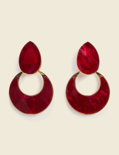 Boucles d'oreilles bordeaux femme