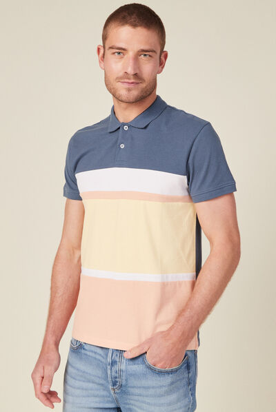 Polo éco-responsable bleu gris homme