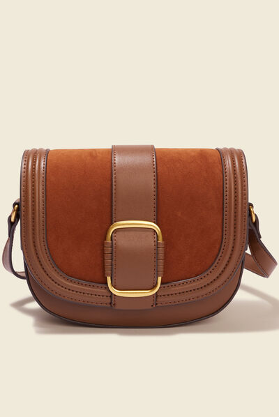 Sac besace avec boucle taupe femme