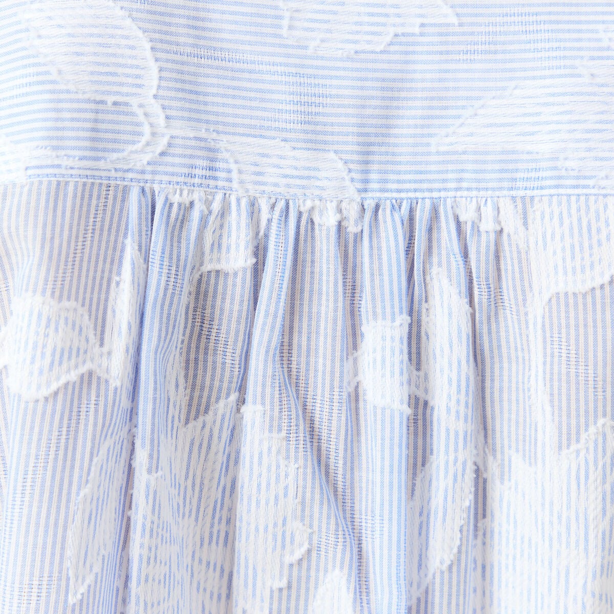 Chemise en coton col V manches longues bleu gris femme