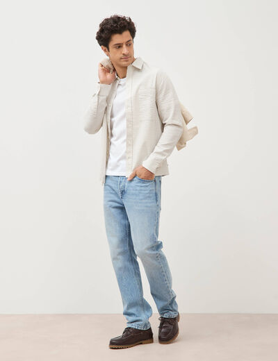 Chemise boyfriend en coton ecru homme