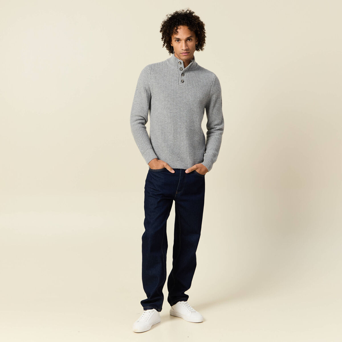 Pull manches longues gris homme