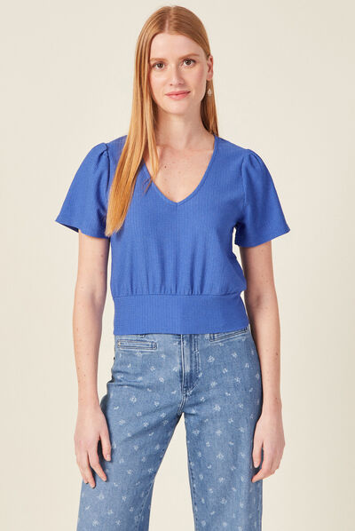 T--shirt manches courtes bleu electrique femme