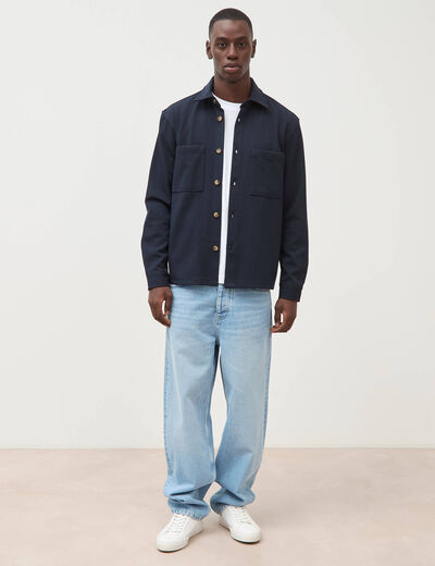 Jeans large longueur 32 en coton denim bleach homme