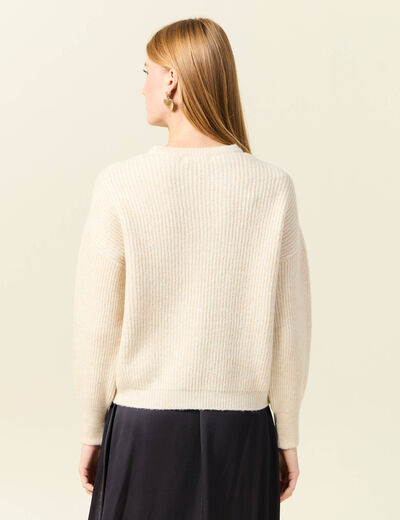 Pull manches longues creme femme