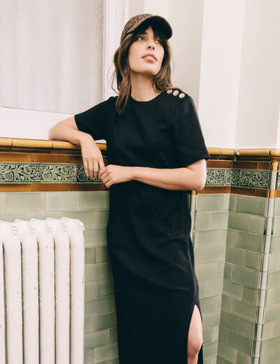 Robe longue droite noir femme