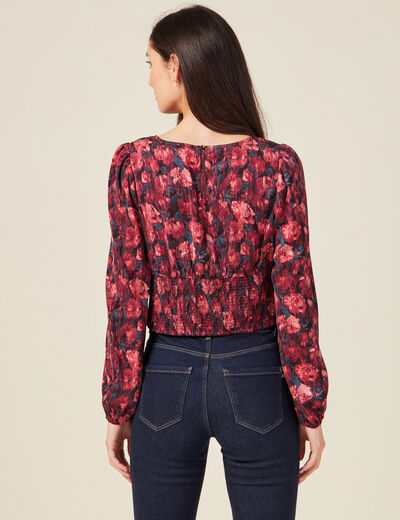 T-shirt manches longues satin noir femme